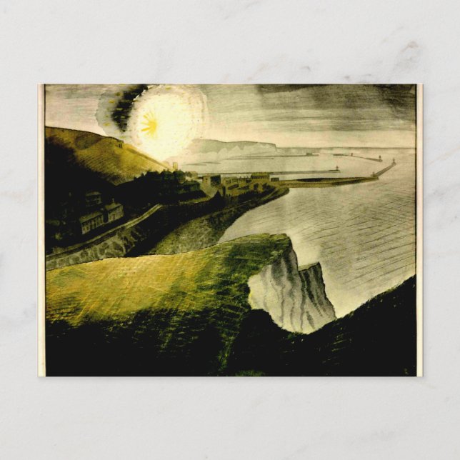 Postal Eric Ravilious - Bombardeo por la noche, arte fino (Anverso)