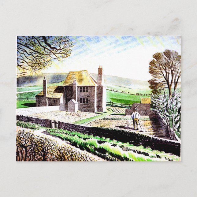 Postal Eric Ravilious, Cabaña de Pastores (Anverso)