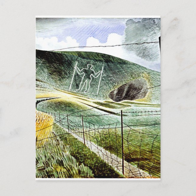 Postal Eric Ravilious - El gigante de Wilmington, arte fi (Anverso)