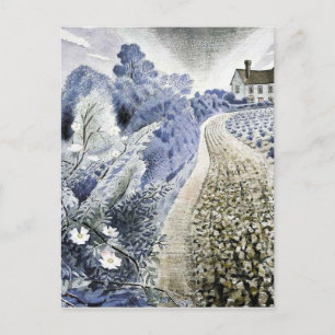 Postal Eric Ravilious - Farmhouse and Field