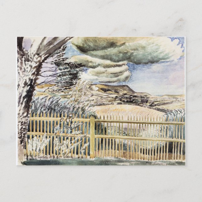 Postal Eric Ravilious - Firle Beacon, pintura artística f (Anverso)