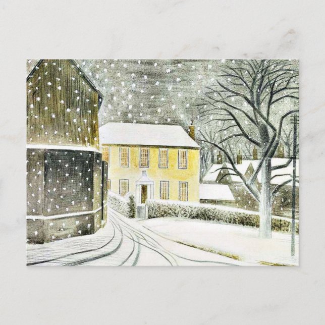 Postal Eric Ravilious - Hallstead Road en la nieve, (Anverso)