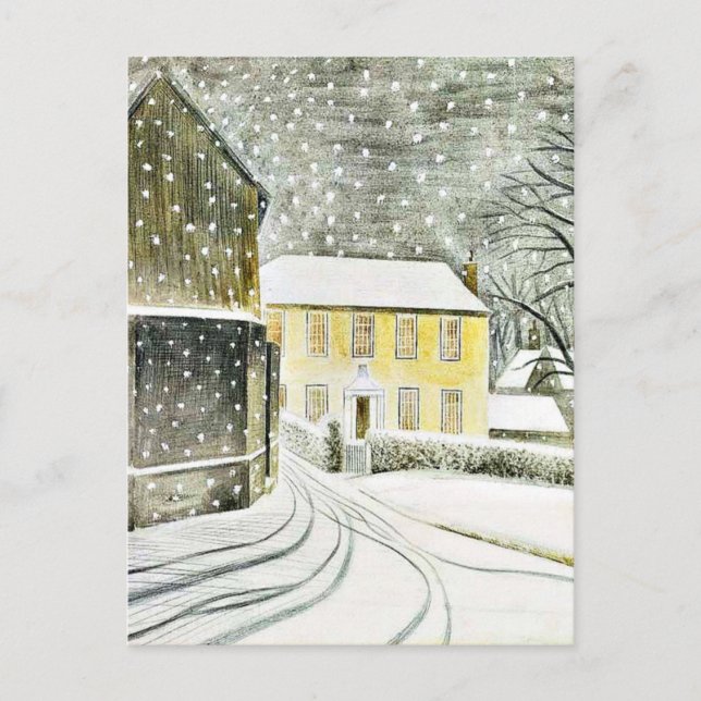 Postal Eric Ravilious - Hallstead Road en nieve, (Anverso)