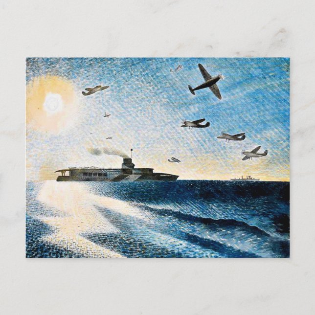 Postal Eric Ravilious - HMS Glorioso en el Ártico (Anverso)