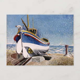 Postal Eric Ravilious - Lifeboat en Adelburgh, arte fino
