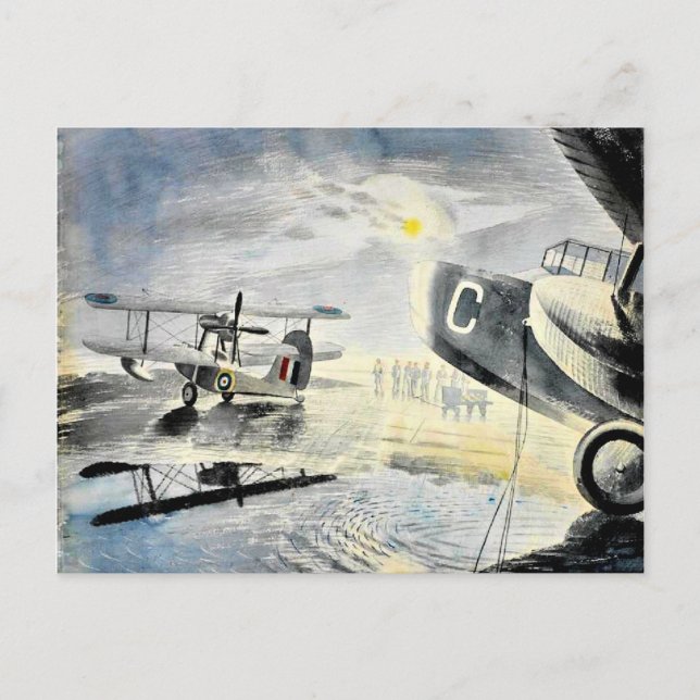 Postal Eric Ravilious - Mañana en el Tarmac (Anverso)