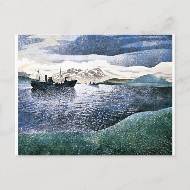 Postal Eric Ravilious - Noruega, arte de realismo mágico (Anverso)