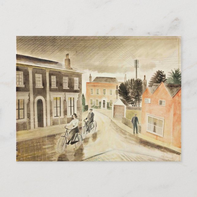 Postal Eric Ravilious - Village Street, arte fino (Anverso)