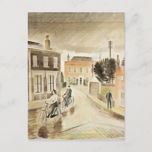 Postal Eric Ravilious - Village Street, arte fino (Anverso)