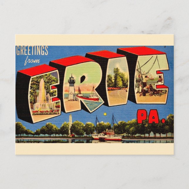 Postal Erie Pennsylvania Greeting Postcard (Anverso)