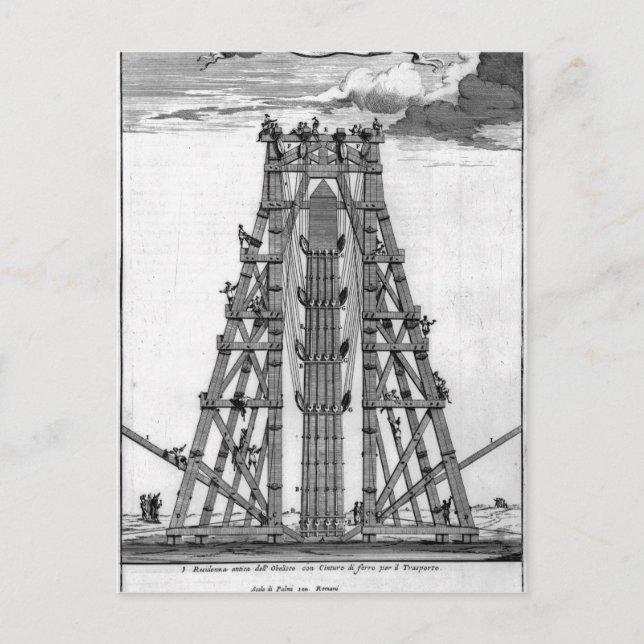 Postal Erigiendo el antiguo Obelisco Egipcio (Anverso)