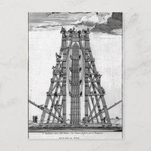 Postal Erigiendo el antiguo Obelisco Egipcio