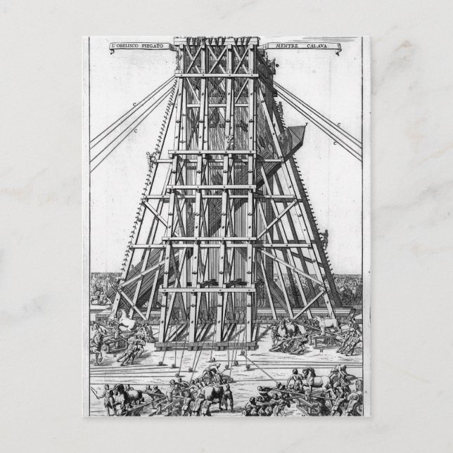 Postal Erigiendo el antiguo Obelisco Egipcio (Anverso)