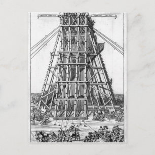 Postal Erigiendo el antiguo Obelisco Egipcio