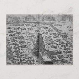 Postal Erigiendo el antiguo Obelisco Egipcio