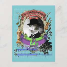 Postal Erik Catie Cat Animal Composer Satie Spoof