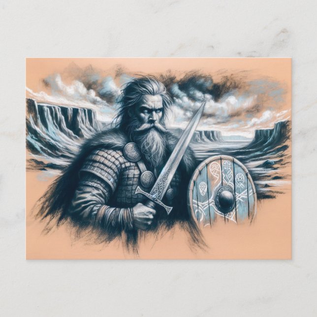 Postal Erik el Rojo en el dibujo de Pastel Chalk (Anverso)