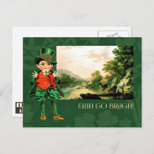 Postal Erin Go Bragh. Niño Irlandés Vintage