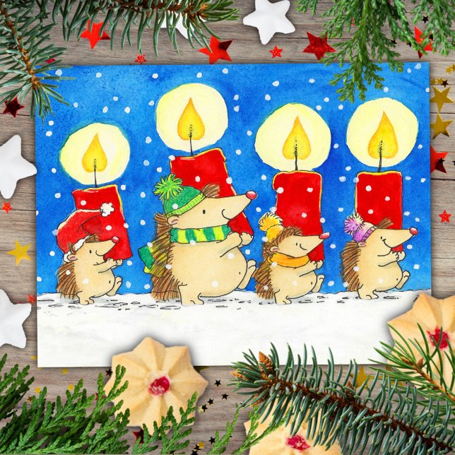 Postal Erizo de velas de Navidad  (Subido por el creador)