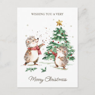 Postal Erizo del árbol de deseos de Navidad