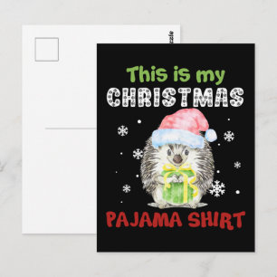 Postal Erizo Esta Es Mi Camiseta De Pijama De Navidad