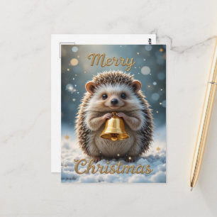Postal Erizo lindo Navidad Acogedor Invierno Fiesta