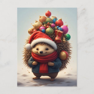Postal ❄️ Erizo Navideño Adorable Alegría Navideña 🎄 Inv