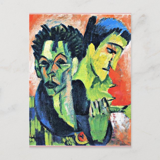 Postal Ernst Kirchner - Doble autorretrato (Anverso)