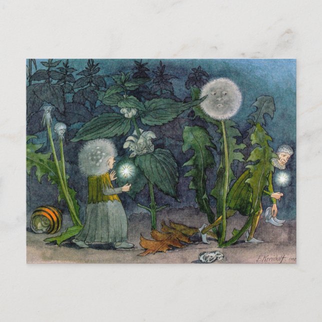 Postal Ernst Kreidolf Thieves Flower Fairies (Anverso)