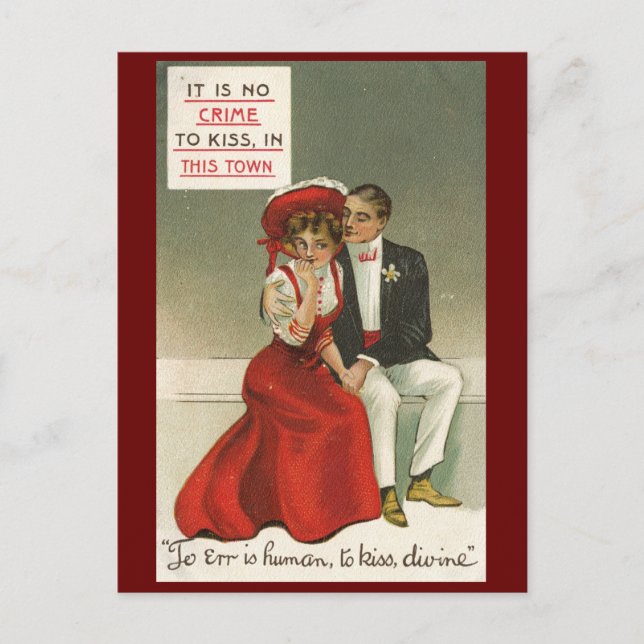 Postal Errar es humano, besar, divino Vintage 1909 (Anverso)