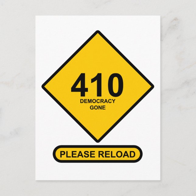 Postal Error 410: La democracia se fue (Anverso)