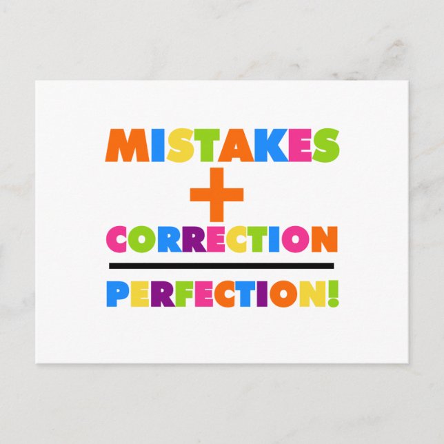 Postal Errores más corrección igual a perfección (Anverso)