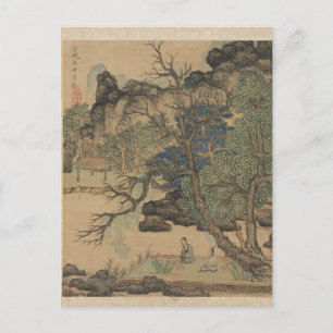 Postal Eruditos en un jardín de Chen Hongshou