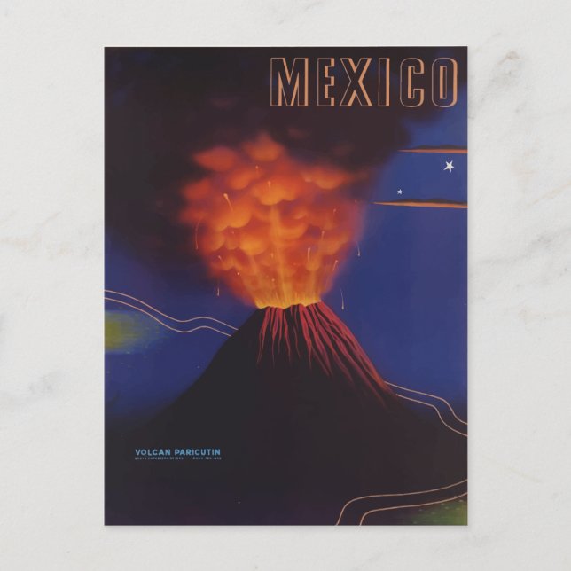 Postal Erupción del Viejo Pariculo Volcánico en México (Anverso)