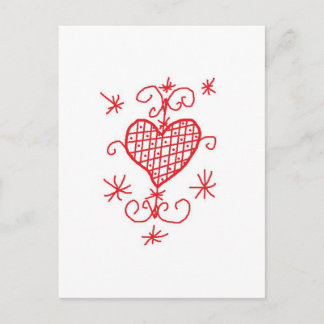 Postal Erzulie Red Heart Veve Voodoo Hoodoo Love Sigil