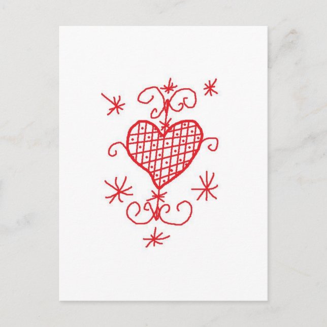 Postal Erzulie Red Heart Veve Voodoo Hoodoo Love Sigil (Anverso)