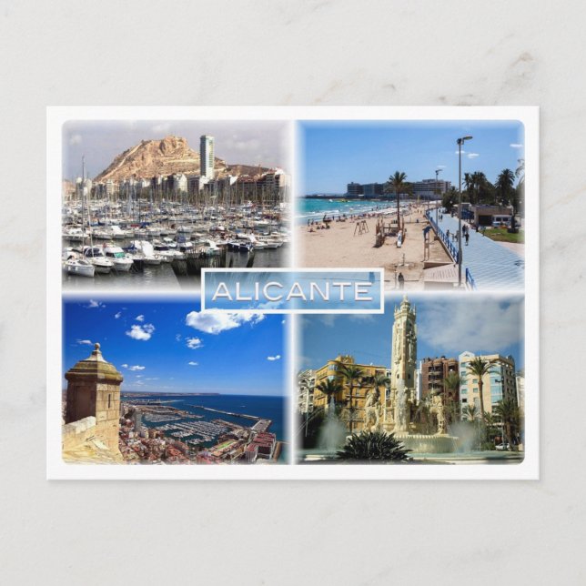 Postal ES Alicante - Skyline - Playa del Postiguet - Expl (Anverso)
