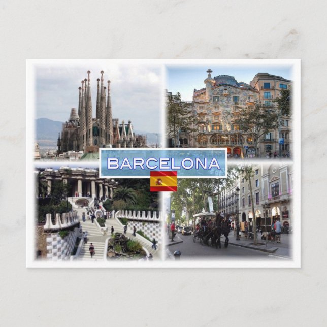 Postal ES Barcelona - Sagrada Familia - Casa Batllo (Anverso)