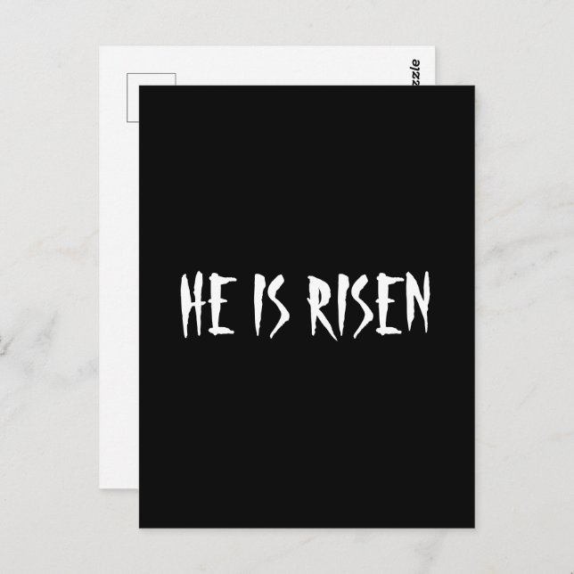 Postal Es Blanco Negro De Pascua De Risen Matthew 28:6 (Anverso / Reverso)