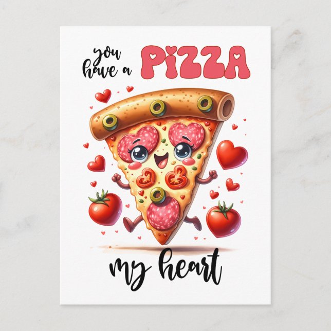 Postal Es Gracioso Tener Una Pizza Mi Corazón Punny Valen (Anverso)