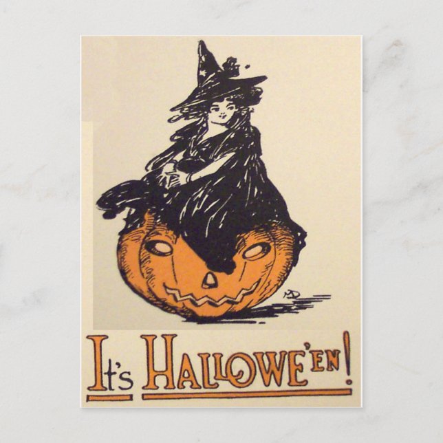 Postal ¡Es Halloween! (Tarjeta Vintage de Halloween) (Anverso)