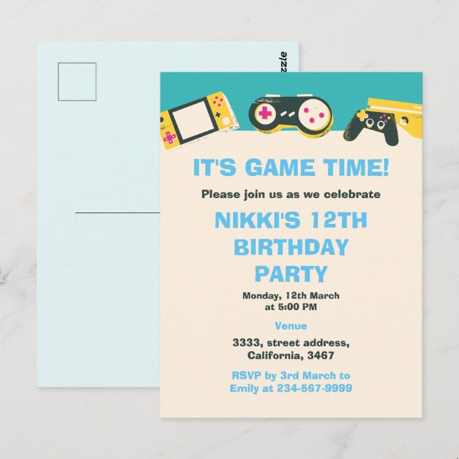 Postal Es hora de juegos Niños Juguetes Personalizados Cu (Anverso / Reverso)