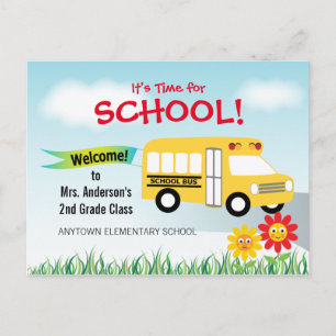Postal Es hora de que la escuela regrese al autobús escol