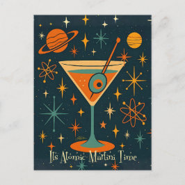 Postal Es hora del Martini Atómico Estrellas Cósmicas