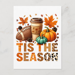 Postal Es la temporada de otoño con Fútbol y Café