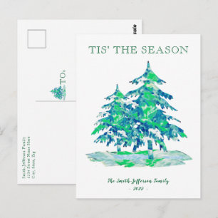 Postal Es la temporada Pinta Navideña árbol verde