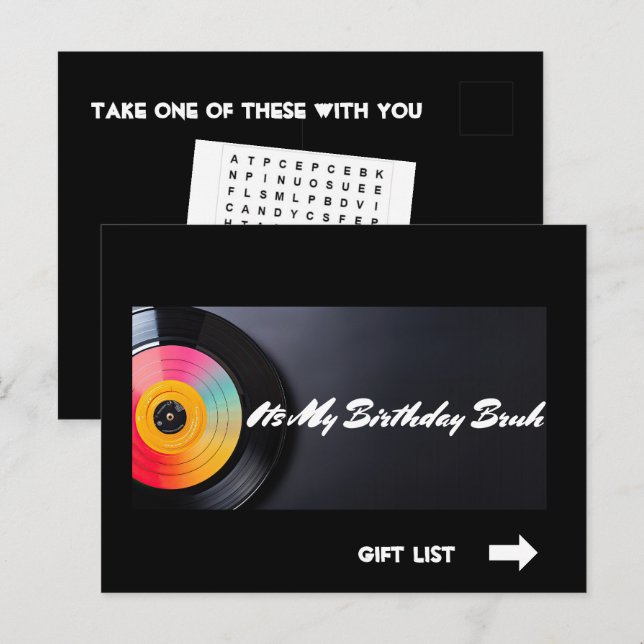 Postal Es mi cumpleaños Bruh (Anverso / Reverso)