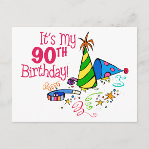 Postal Es mi cumpleaños número 90 (Gorras Fiestas)