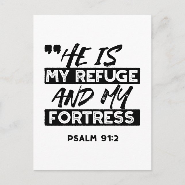 Postal Es mi refugio y mi fortaleza - Salmo 91:2 Biblia (Anverso)