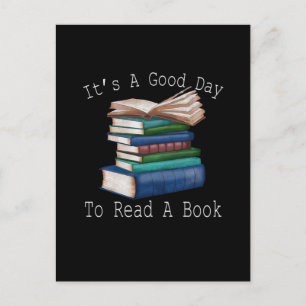 Postal Es un buen día para leer libros divertidos leyendo